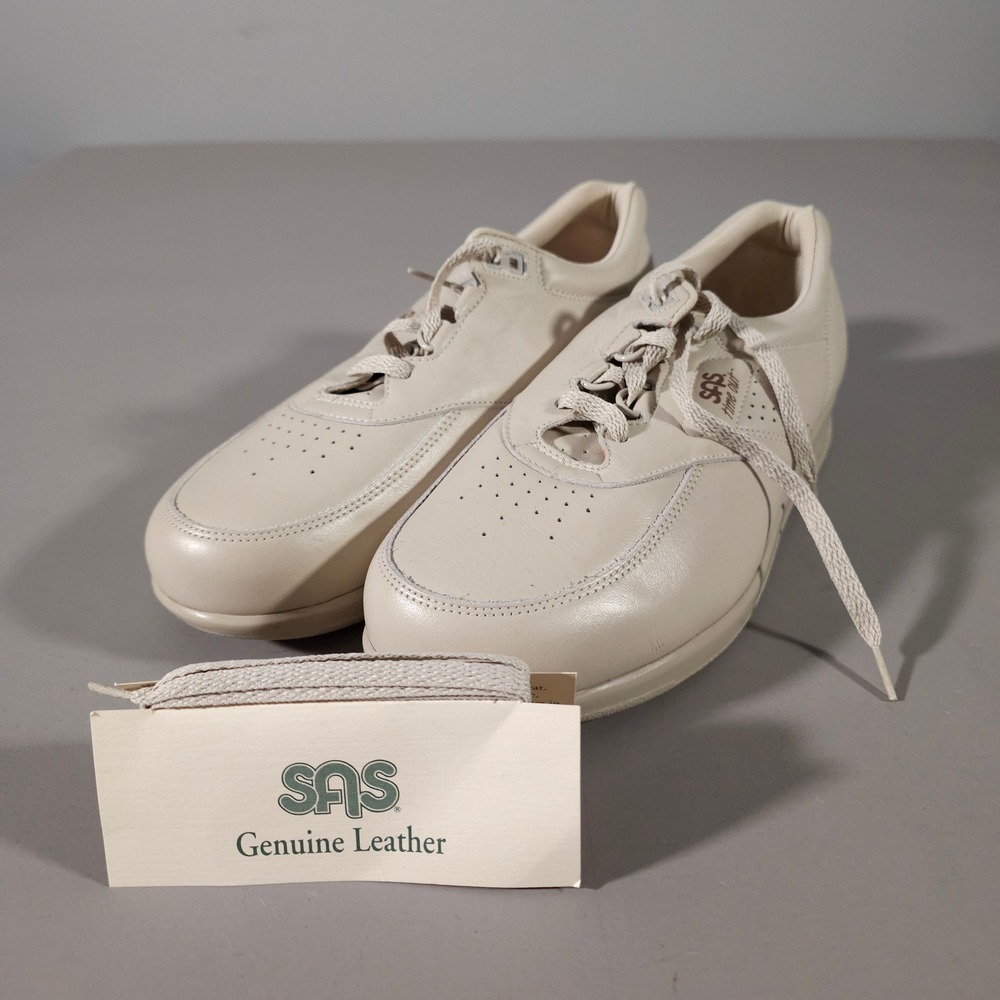SAS Time Out Walking Shoes Mens 10.5 M Bone Leather Lace Up Sneakers USA Made